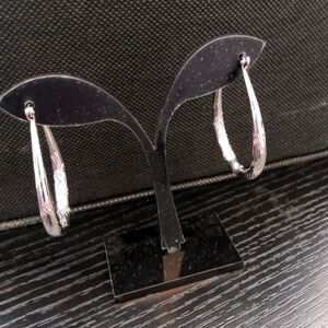 NEW Silver Plated Zinc Alloy Oval Engraved Boho Hoops